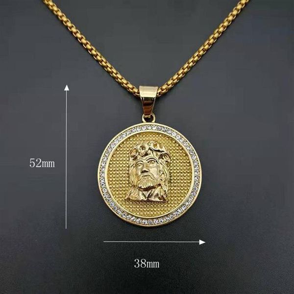 Pendentif Colliers Hip Hop Or Couleur En Acier Inoxydable Jésus Pièce Pendentifs Pour Hommes Rappeur Bijoux Drop242f