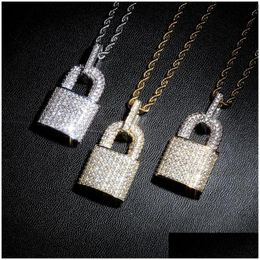 Hangende kettingen hiphop gouden ketting sieraden mode heren dames sier iced out lock drop levering hangers dhgarden ot4qk