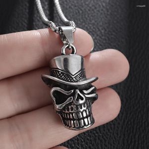 Pendentif Colliers Hip Hop Chapeau Crâne Hommes Femmes En Acier Inoxydable Pirate Rock Collier Personnalité Porter Correspondant Bijoux Cadeau