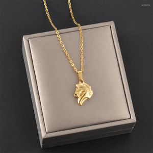 Colliers pendants Hip Hop Horse Head for Women / Men Accessoires d'accessoires pour animaux en acier inoxydable Bijoux