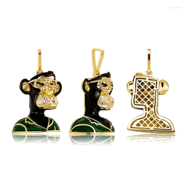 Pendentif Colliers Hip Hop Iced Out Cartoon NFT Monkey Collier Or Argent Plaqué Mens Bling Bijoux Cadeau