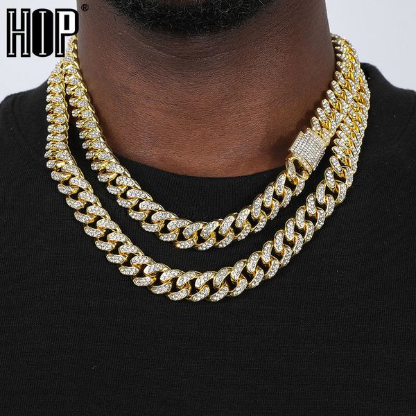 Pendentif Colliers Hip Hop Glacé Cubain Chaîne Pavée Argent Couleur Pleine Miami Curb CZ Bling Rappeur Pour Hommes Femmes Bijoux 221103