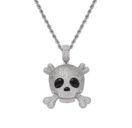 Collares colgantes Hip Hop helado Pirate Skull Micro Pave Collar Collar de moda Joya de joyas de regalo de regalos7128010
