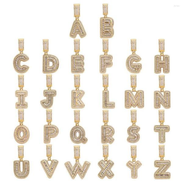 Colliers pendants Collier initial hip-hop A à Z Alphabet Hipster Micro Pave Square A-Z 26 Alphabets Lettre