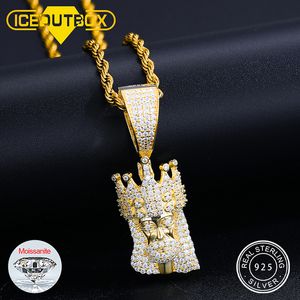 Hanger Kettingen Hip Hop Jesus Ketting Mannen Iced Out Volledige Shining Hoofd Gezicht 925 Sterling Zilveren Bedel Sieraden 230922