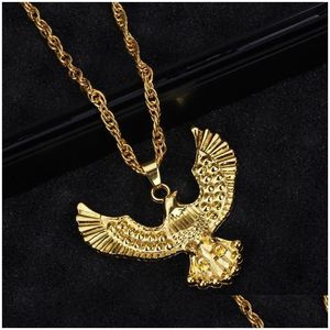 Pendentif Colliers Hip Hop Bijoux Pour Hommes Punk Titane En Acier Inoxydable Animal Aigle Collier Hawk Wing Imposant Colliers Drop Delive Dh0De