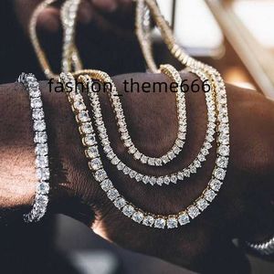 Hanger Kettingen Hip Hop Sieraden Iced Out 18k Goud Verzilverd Messing Zirkoon Diamant Tennis Ketting Cz Ketting voor Mannen Vrouwen