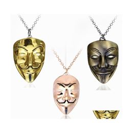 Hanger kettingen hiphop sieraden v voor vendetta masker ketting mannen roman charme cuban link ketting metalen heren drop levering hangers dh7su