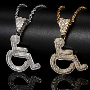 Pendentif colliers Hip Hop bijoux fauteuil roulant personnalité cuivre Zircon haute qualité pendentif collier hommes cadeau 231016