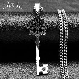 Pendentif Colliers Hip Hop Clé Forme Sorcière Noeud Collier En Acier Inoxydable Noeuds Irlandais Protection Croisée Amulette Surnaturel Talisman Bijoux