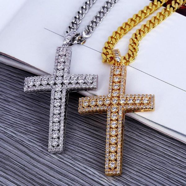 Pendentif Colliers Hip Hop Micro Pave Croix Ankh Pour Hommes Et Femmes Cubique Style Égyptien Bijoux En Gros