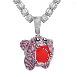 Pendentif Colliers Hip Hop Micro Pavé Zircone Cubique Bling Glacé Mignon Personnage De Dessin Animé Pendentifs Collier Pour Hommes Rappeur Bijoux Cadeau