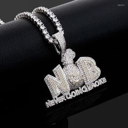 Hanger kettingen Hip Hop Money Bag "Never Going Broke" Iced Letters ketting Micro Pave kubieke cz sieraden