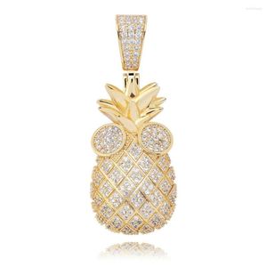 Pendentif Colliers Hip Hop Collier Bijoux De Mode Charm Out Ananas Micro Pave Zircon Pour Homme Femmes Cadeau