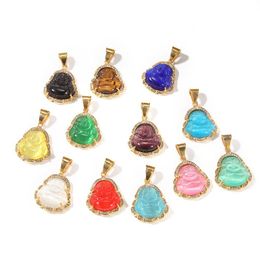 Colliers pendents Collier Hip Hop Bijoux Chalcedony Maitreya Iced Iced Out Bouddha Gold Plated Drop Livrot Pendants Dhqeo