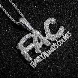 Collares pendientes Hip Hop Out Zircon Letters Fac Family Always Counts Collar para hombres Moda Rapper Party Jewelry Drop