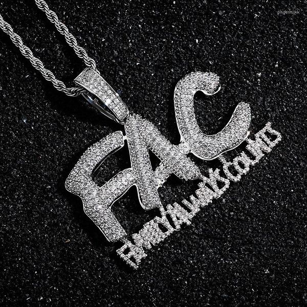 Pendentif colliers Hip Hop Out Zircon lettres Fac famille compte toujours collier pour hommes mode rappeur fête bijoux goutte