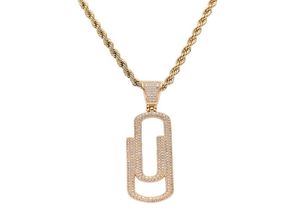 Hip Hop broche réglage CZ pierre Bling Out solide broche trombone pendentifs collier pour hommes rappeur bijoux or Silv6807759