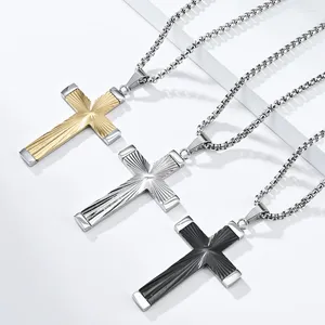 Hanger Kettingen Hip-Hop Breking Stralen Kruis Mannen Rvs Ketting God Bless Bid Religieuze Sieraden