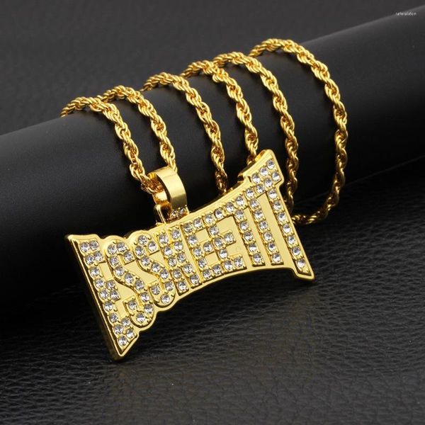 Pendentif Colliers Hip Hop Strass Pavé Bling Glacé ESSKEETIT Pendentifs Carrés Collier Pour Hommes Club Rappeur Bijoux Or Argent Couleur