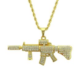 Hanger Kettingen Hip Hop Steentjes Verharde Bling Iced Out Gold CS GAAN Gun Hangers Ketting Voor Mannen Rapper Sieraden Drop253q