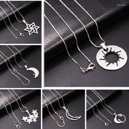 Pendentif Colliers Hip Hop Rock Couple Style Soleil Lune Étoile Charme En Acier Inoxydable Collier DIY Partie Bijoux Artisanat Cadeau Pour Femme Et Homme