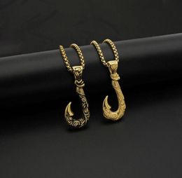 Hanger kettingen hiphop rots goud zilveren kleur roestvrijstalen vishaak hangers voor mannen rapper sieraden drop9592949