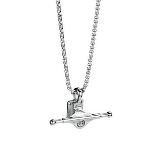 Pendentif Colliers Hip Hop Rock Or Argent Couleur En Acier Inoxydable Support De Planche À Roulettes Pendentifs Pour Hommes Rappeur Bijoux Drop265U