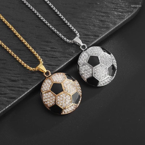 Colliers pendants Hip Hop Collier de football zircon brillant Game de mode Bijoux Sports Accessoires pour hommes