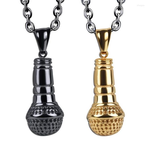 Colliers pendents Hip Hop Silver Color en acier inoxydable hors bling Musique Stéréoscopique Pendants Pendants Collier pour hommes bijoux