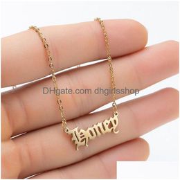 Colliers pendants Hip Hop Acier inoxydable pour femmes Collier personnalisé Babygirl Angel Honey Baby Lettre bijoux