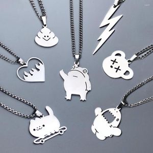 Pendentif Colliers Hip Hop Collier En Acier Inoxydable Pour Femmes Hommes Mignon Kpop Mode Coréenne Doodle Couple Bijoux Cadeau De Fête