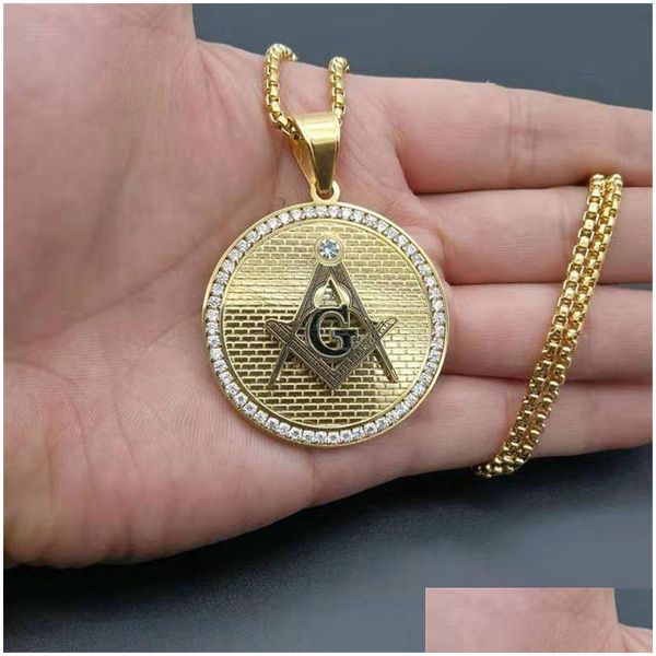 Colliers de pendentif Hip Hop en acier inoxydable Pendants maçonniques maçonniques pour femmes / hommes Couleur d'or Mason Bijoux de mode Drop Livraison DHK48