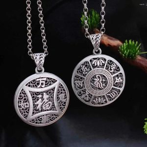 Pendentif Colliers Hip Hop Style Rétro Six Caractère True Words Chaîne de pull pour femme Tout est bon Fleur Soie Creux Cintre En Gros