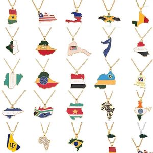 Hanger Kettingen Hiphop Wereld Landkaart Ketting Afrika Brazilië India Gouden Kleur Roestvrij Stalen Ketting Vrouwen Mannen Sieraden Gift Dro Otpm3