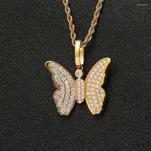 Pendentif Colliers Hip Hop Zircon Papillon À La Mode Solide Collier Bijoux