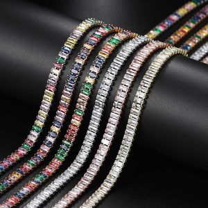 Colliers pendants hiphop coloré de tennis zircon