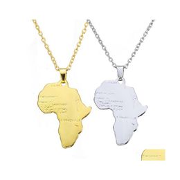 Hiphop Gold Sier Plaqué Afrique Carte Collier En Alliage De Métal Lettrage Pendentif Colliers Lien Chaîne Pour Femmes Bijoux P Dh5Ha