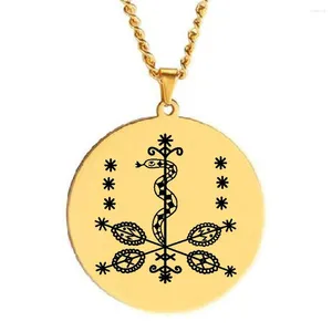 Colliers pendants hlss331 ti jean petro voodoo veve symboles Sigil charme bijoux vodou lwa loa amulet talisman en acier inoxydable collier