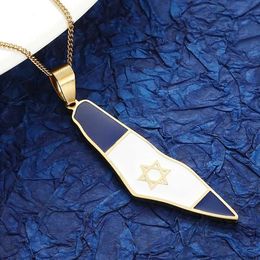 Collares colgantes HNSP Israel Flag Flagal Collar de cadena colgante de acero inoxidable Adecuado para hombres Accesorios de joyería para mujeres D240522