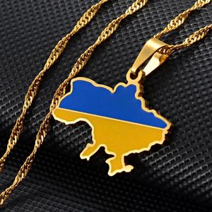 Hanger Kettingen HNSP Kaart Vlag Van Oekraïne Rvs Ketting Ketting Voor Mannen Vrouwen Sieraden Accessoires