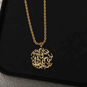 Hanger kettingen holle Arabische kalligrafie koran ketting met onregelmatig roestvrij staal voor mannen islamitische moslim eid al fitr speciale vaders dag cadeauwx