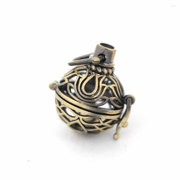 Pendentif Colliers Cage Creuse Filigrane Boule Boîte Huile Essentielle Diffuseur Médaillon Pendentifs Pour Faire Des Bijoux DIY 24x18mm