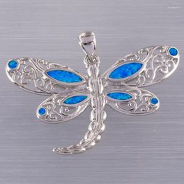 Colliers pendants libellule libellule Ocean Blue Fire Opale Bijoux plaqu￩ pour les femmes Collier Collier Collier