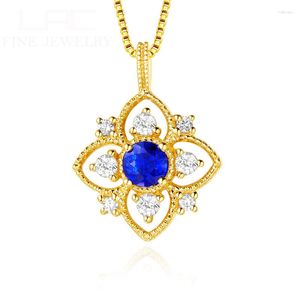 Pendentif Colliers Creux Haut de gamme Incrusté Zircon Rond Créé Saphir Gem Collier Collares Plaqué Or Pour Femmes Bijoux