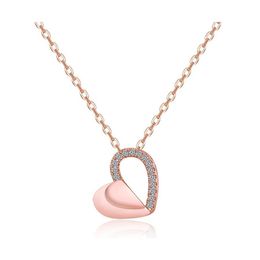 Hanger kettingen Hollow Out Love Heart ketting met strass Crystal zirkon voor vrouwen meisje feest bruiloft sieraden drop levering pe otcs1