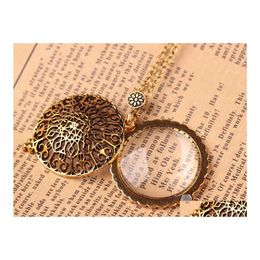 Pendentif Colliers Creux Motif Cercle Cabochon Dôme Loupe Collier Unisexe Loupe Antique Alliage D'or Bijoux Drop de Dhypm