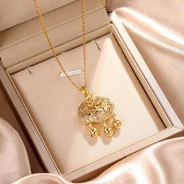Colliers pendants Collier de sécurité creux Ruyi Fuzi Collier Femmes Chine-Chic Design antique Send