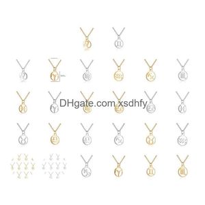 Collares colgantes de acero inoxidable 12 constelation Cabello zodiaco Horóscopo Joyería Galaxy Libra Astrología Regalo con Reta Otbtv