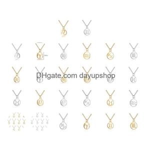 Colliers pendants creux en acier inoxydable 12 Constellation Zodiaque Signe Collier Horoscope Jewelry Galaxy Libra Astrologie Cadeau avec RETA DH6DT